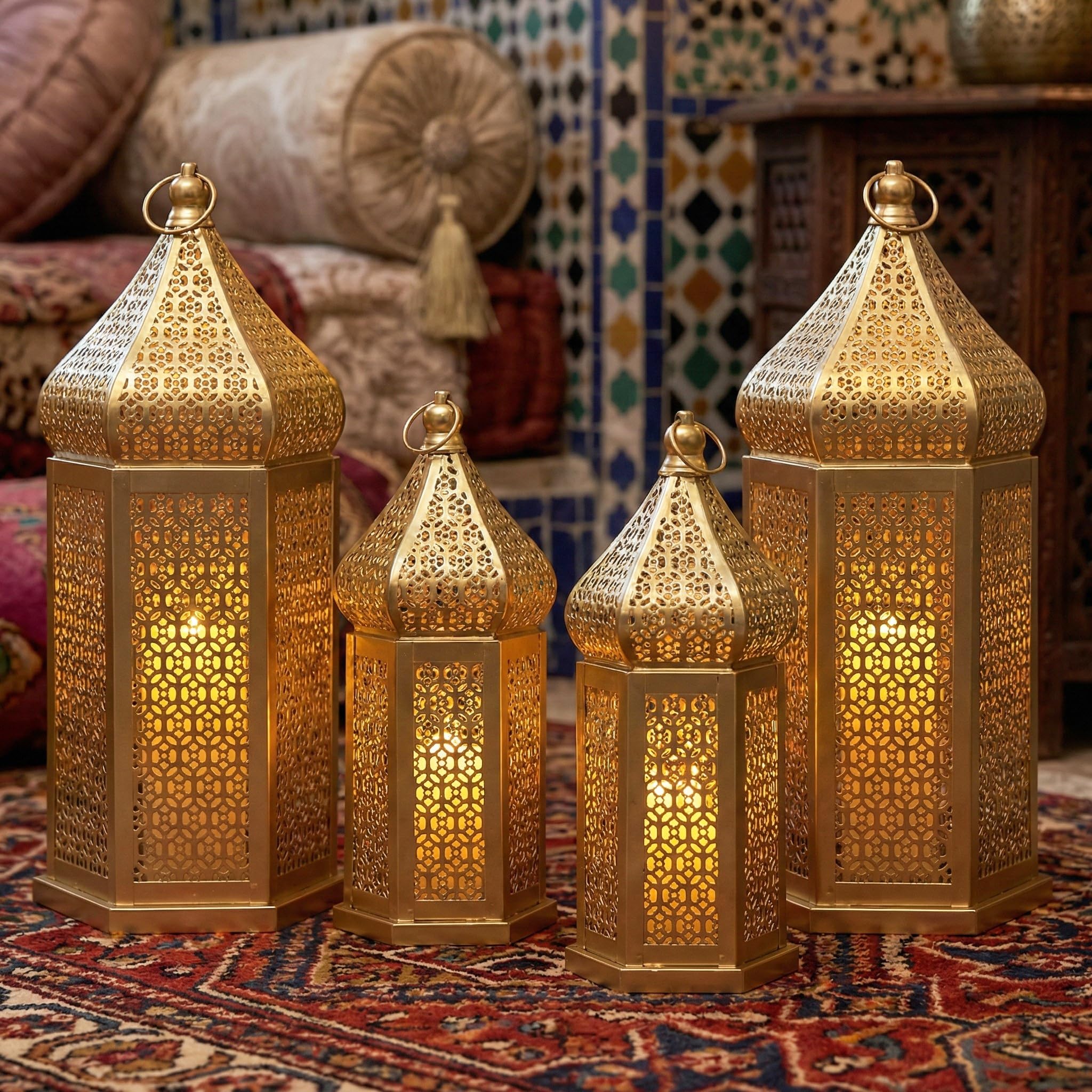 Amazon.com: VELA LANTERNS 4ct Golden Tower Temple Moroccan Lantern